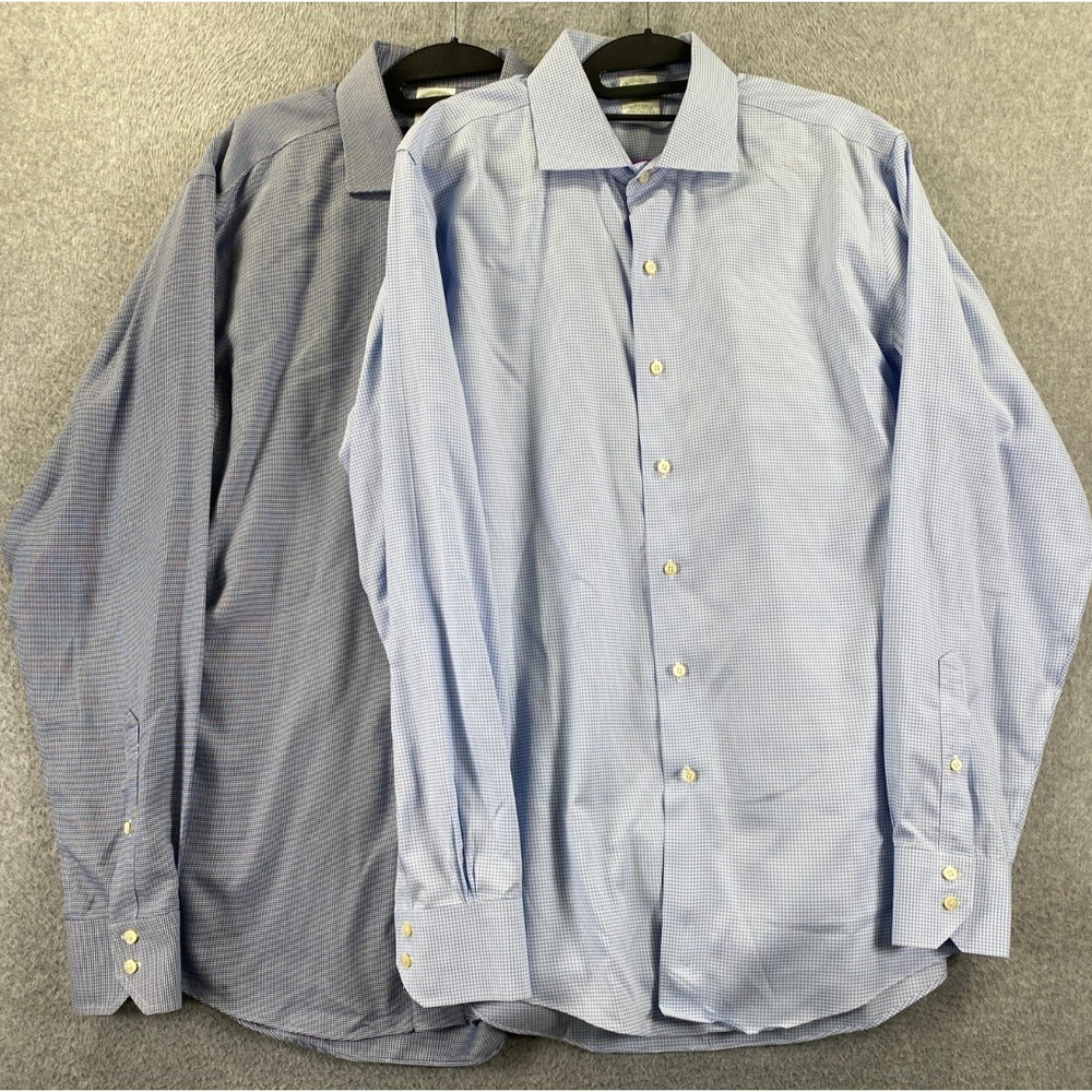 Brooks Brothers Milano Non Iron Dress Shirts Men 17-36 Bundle of 2 Supima Cotton